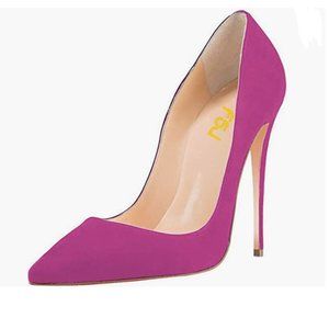S FSJ Peach Sexy Suede Pointed Toe High Heels Stilettos Party Pumps Work Shoes
